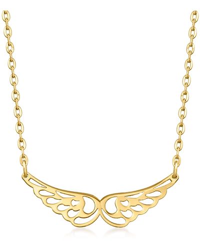 Ross-Simons Italian 14kt Yellow Gold Angel Wings Necklace - Metallic