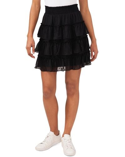 Riley & Rae Juniors Chiffon Tiered A-line Skirt - Black