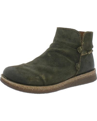Born Leather Bootie Ankle Boots - Green