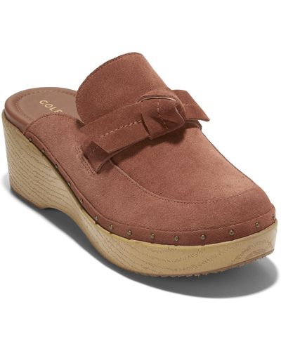 Cole Haan Cloudfeel All Day Suede Bow Clogs - Brown