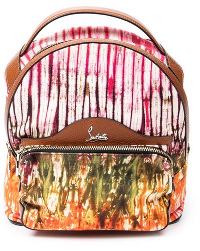 Christian Louboutin Backpack Bag Canvas Leather Floral Multicolor  44x39x16cm