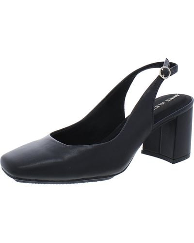 Anne Klein Laney Faux Leather Slip On Slingback Heels - Black