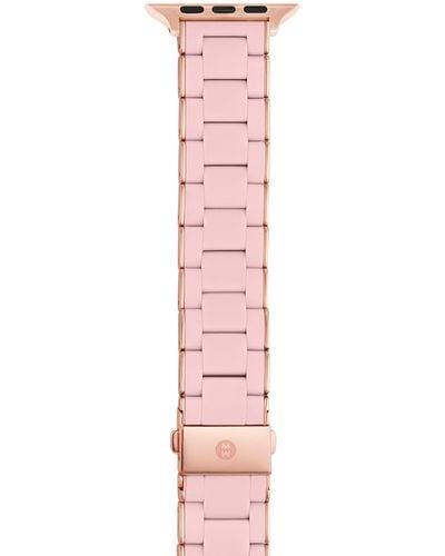 Michele 38/40/41mm And 42/44/45/49mm Barely Pink And Pink Stainless Steel And Silicone Band For Apple Watch