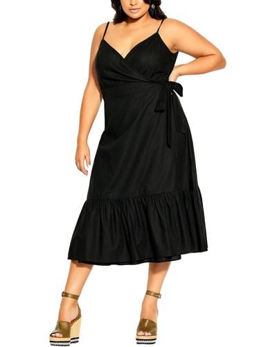 City Chic Plus Casual Long Fit & Flare Dress - Black