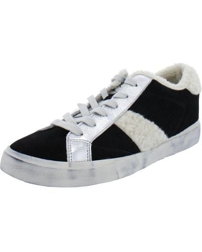 Marc Fisher Mello Leather Faux Fur Casual And Fashion Sneakers - Black