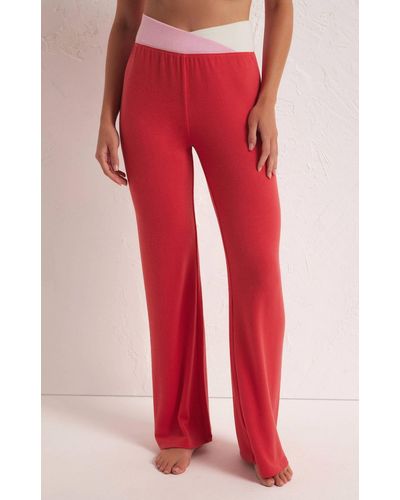 Z Supply Cross Over Flare Pants - Red