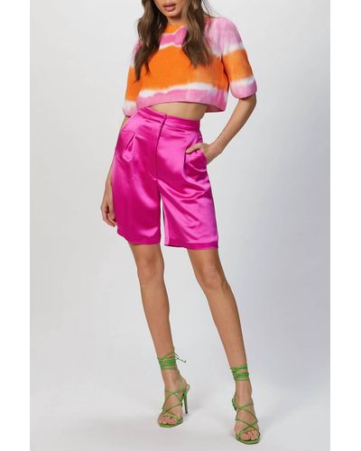 MSGM Tie-dye Knitted Cropped Top - Pink