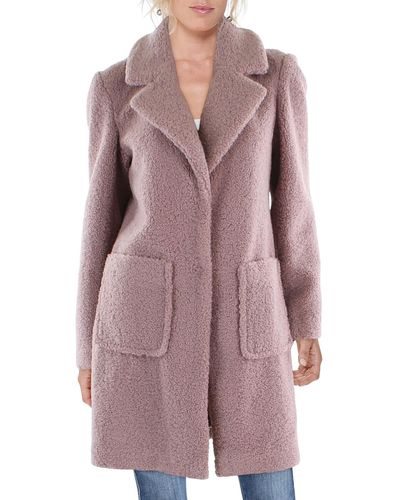 French Connection Faux Fur Long Teddy Coat - Purple