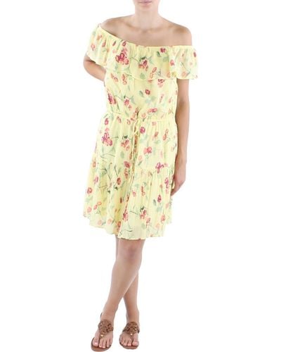 Lauren by Ralph Lauren Crinkled Mini Fit & Flare Dress - Yellow
