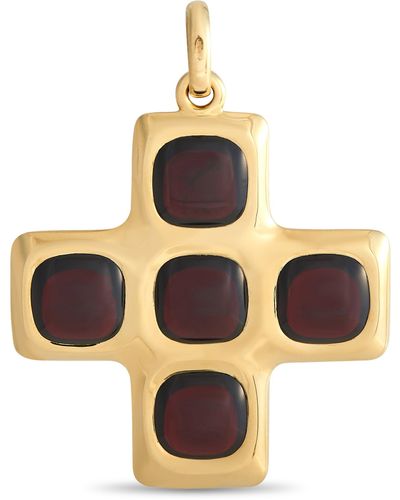 Pomellato 18k Yellow Garnet Cross Pendant Po18-030824 - Metallic