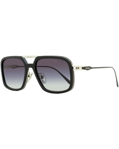 Prada Rectangular Sunglasses Spr57z 1ab09s Black/silver 55mm