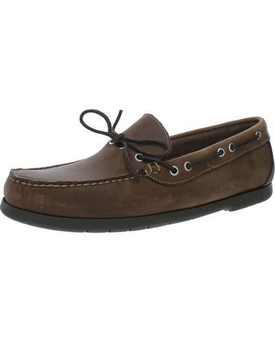 L.L. Bean Camp Mocs Leather Slip On Boat Shoes - Brown
