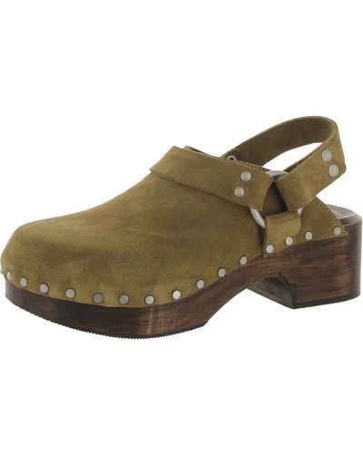 RE/DONE 70s Studded Slingback Suede Clogs - Brown