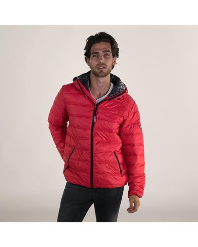 Members Only Zip Front Puffer Jacket - Red