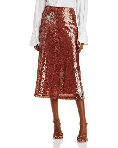 A.L.C. Reese Sequined Calf Midi Skirt - Red