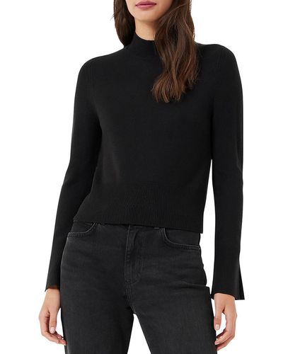 French Connection Funnel Neck Heathered Pullover Sweater - Black