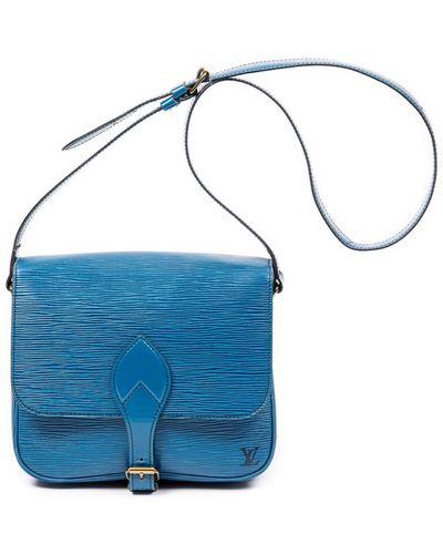 Louis Vuitton Cartouchiere Black Stitching Mm in Blue