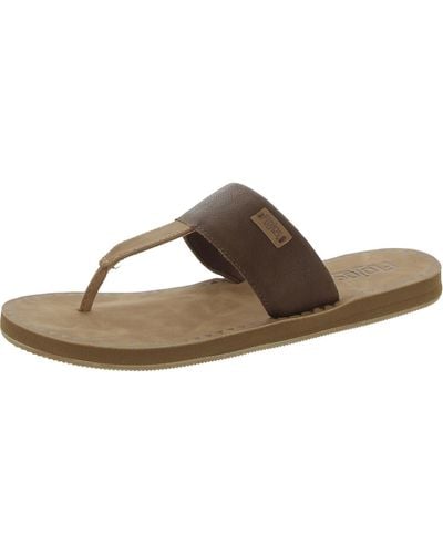 Flojos Grace Faux Leather Thong Slide Sandals - Brown