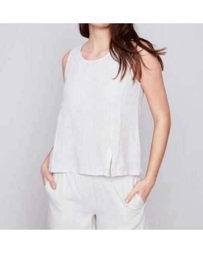 Charlie b Linen With Slit Tank Top - White