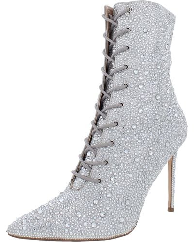 Steve Madden Valency Rhinestone Pointed Toe Ankle Boots - Gray