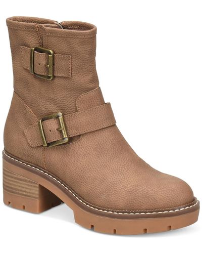 b.ø.c. Monika Faux Leather Round Toe Ankle Boots - Brown