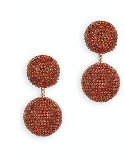 Deepa Gurnani Krystal Earrings In Red - Brown