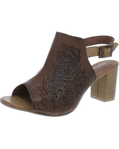 Roper Mika Leather Floral Booties - Brown