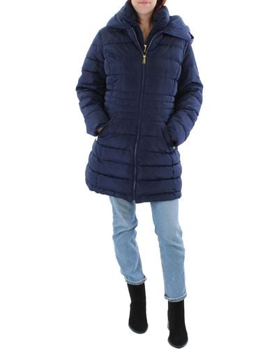 Laundry by Shelli Segal Plus Quilted Cold Weather Long Coat - Blue