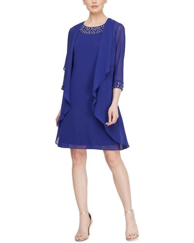 SLNY Sequined Solid Dress - Blue