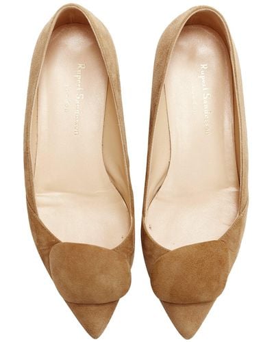 Rupert Sanderson Aga 10 Sand Suede Square Bukle Flats - Natural