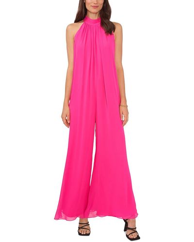 Vince Camuto Halter Pleated Jumpsuit - Pink