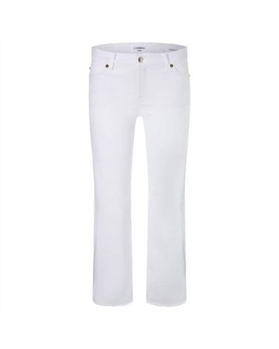 Cambio Fringe Crop Jeans - White