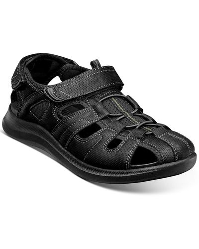 Nunn Bush Rio Vista Faux Leather Lightweight Fisherman Sandals - Black