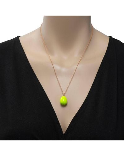 Faberge Fabergé Essence 18k Rose Gold And Neon Lime Green Lacquer Pendant 1818fp3105/1p - Black