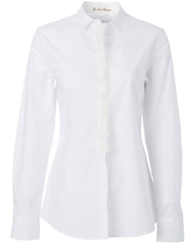 Le Sarte Pettegole Cotton Shirt With Tinsel Trim - White