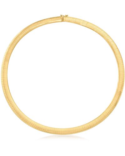 Ross-Simons Italian 8.10mm 14kt Yellow Gold Omega Necklace - Metallic