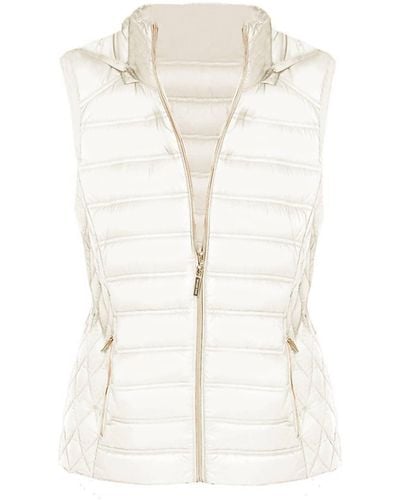 Michael Kors Sleeveless Puffer Vest With Removable Hood - White