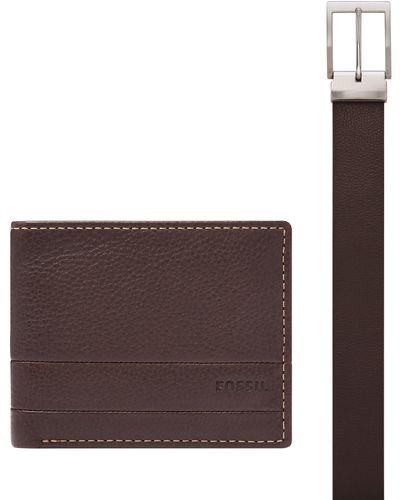 Fossil Enric Leather Gift Set - Brown