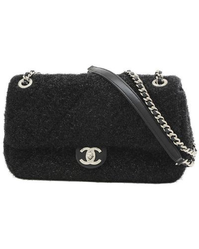 Chanel Matelassé Tweed Shoulder Bag (pre-owned) - Black