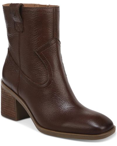 Zodiac Livie Leather Square Toe Cowboy, Western Boots - Brown