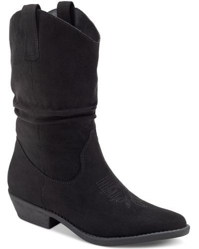 Style & Co. Dannaa Faux Suede Mid Calf Mid-calf Boots - Black