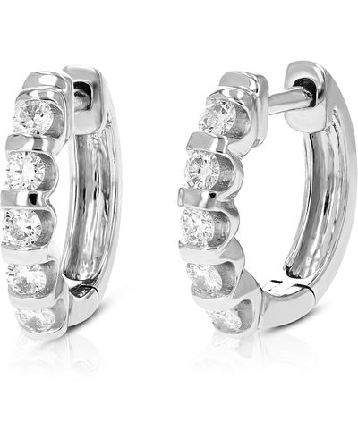 Vir Jewels 1/2 Cttw Round Lab Grown Diamond Hoop Earrings .925 Sterling Channel Set 2/3 Inch - Metallic