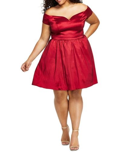 B Darlin Sweetheart Neck Mini Fit & Flare Dress - Red