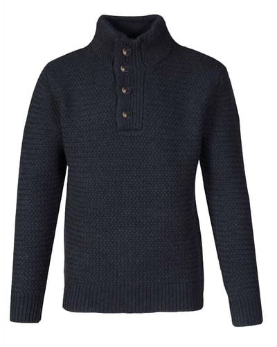 Schott Nyc Funnel Neck Military Sweater - Blue