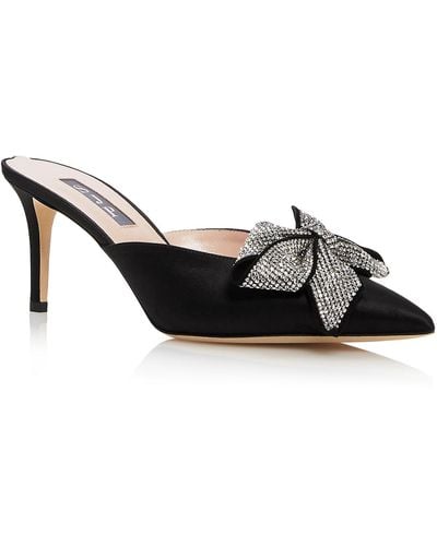 SJP by Sarah Jessica Parker Paley Embellished Pointed Toe Mules - Black