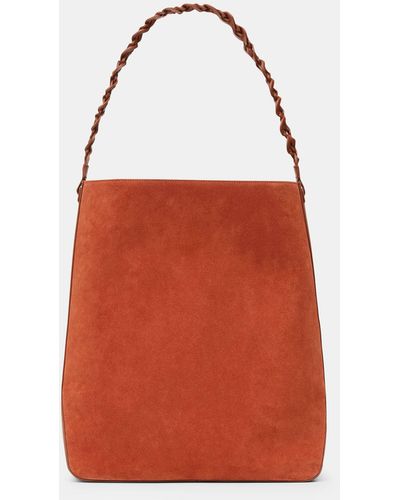 Lafayette 148 New York Suede & Calfskin Leather 8 Knot Hobo - Red