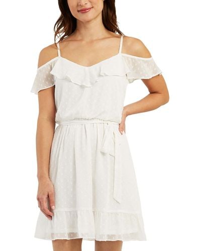 Bcx Juniors Clip-dot Short Mini Dress - White