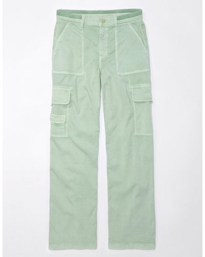 American Eagle Outfitters Ae Dreamy Drape Stretch Cargo Super High-waisted baggy Wide-leg Pant - Green