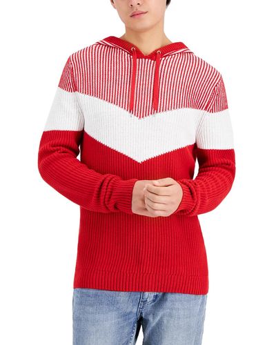 INC Hooded Stripes Hooded Sweater - Blue