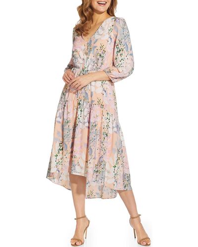 Adrianna Papell Floral Calf Midi Dress - Natural
